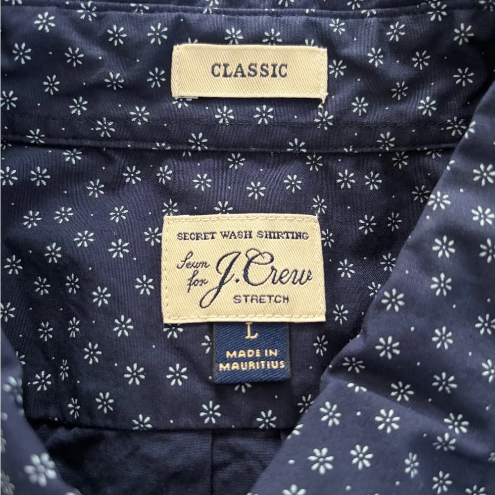 J. Crew Navy Blue Patterned Button Down Shirt